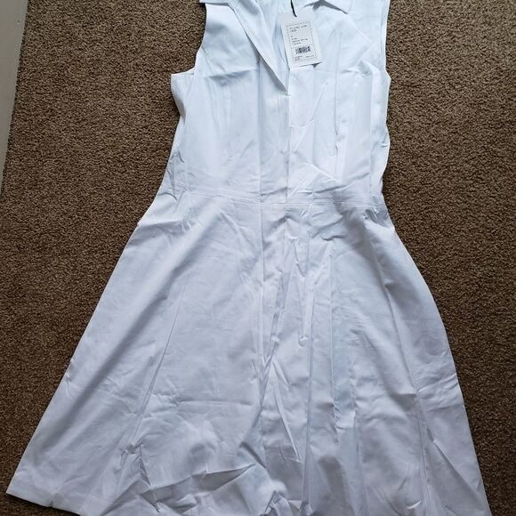 THEORY Collared Flare Dress white size 8 - Picture 4 of 5